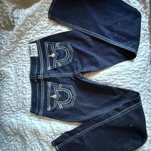 Dark Blue Denim Jeans with Contrast Stitching